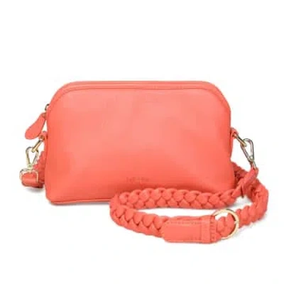Bell & Fox Layla Crossbody Bag With Hand Woven Strap In Coral Leather In Pink