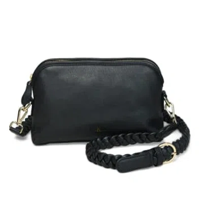 Bell & Fox Layla Crossbody Bag With Handwoven Strap In Black Leather