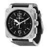 BELL AND ROSS BELL AND ROSS AVIATION AUTOMATIC BLACK DIAL BLACK LEATHER MEN'S WATCH BR0394-BL-SI/SCA