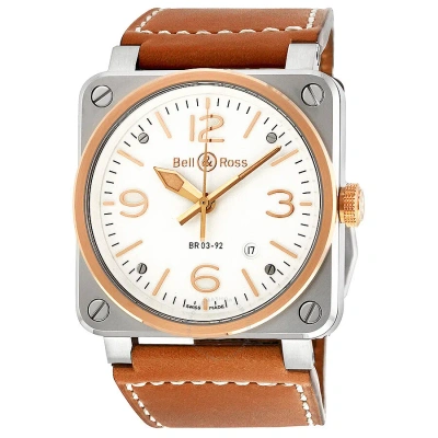 Bell And Ross Aviation Automatic Opaline Dial Steel And 18kt Rose Gold Men's Watch Br0392-st-pg/sca In Brown