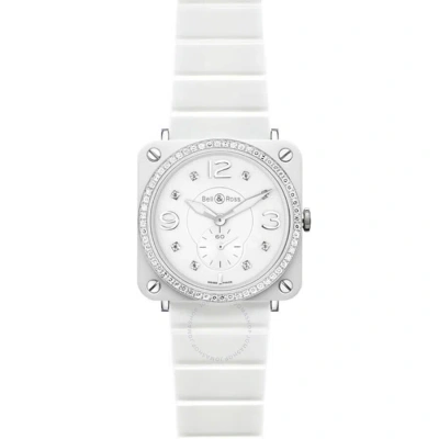 Bell And Ross Aviation White Ceramic Diamond Unisex Watch Brs-wht-cert-pht In Metallic