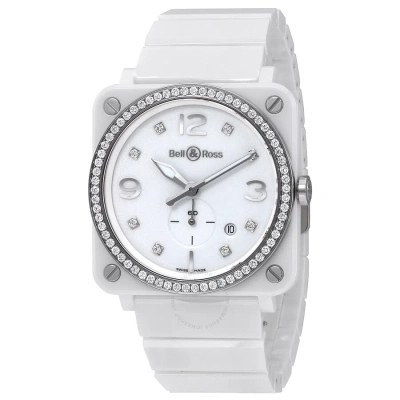 Bell And Ross Aviation White Diamond Dial Ladies Ceramic Watchbrs-white-dia-c
