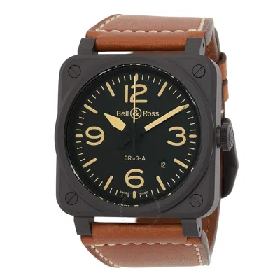 Bell And Ross Br 03 Automatic Black Dial Men's Watch Br03a-her-ce/sca In Beige / Black / Brown