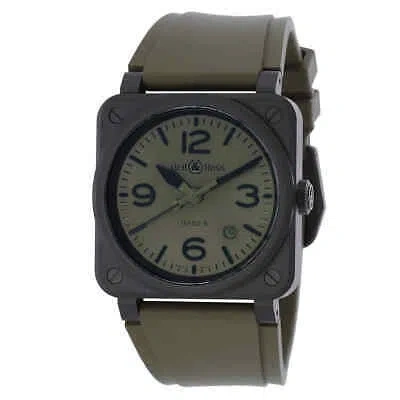 Pre-owned Bell And Ross Br 03 Military Ceramic Automatic Khaki Dial Men's Watch