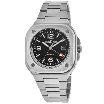Bell & Ross Br 05 Gmt Black Dial Steel Men's Watch Br05g-bl-st/sst In Silver