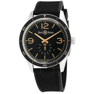 Bell And Ross Heritage Automatic Black Dial Men's Watch Rubber Band  Brv123-gh-st/sca In Black / Gold / Gold Tone / Rose / Rose Gold Tone