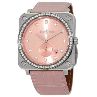 Bell And Ross Novarosa Quartz Diamond Pink Dial Ladies Watch Brs-pk-st-lgd/scr In Multi