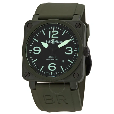 Bell And Ross Aviation Automatic Black Dial Men's Watch Br0392-ceram-mil In Black / Green / Khaki