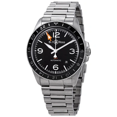 Bell And Ross Vintage Black Dial Automatic Men's Gmt Watch Brv293-bl-st/sst In Black / Grey