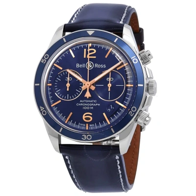 Bell And Ross Vintage V2-94 Aeronavale Chronograph Automatic Blue Dial Men's Watch Brv294-bu-g-st/sc In Blue / Gold Tone / Rose / Rose Gold Tone