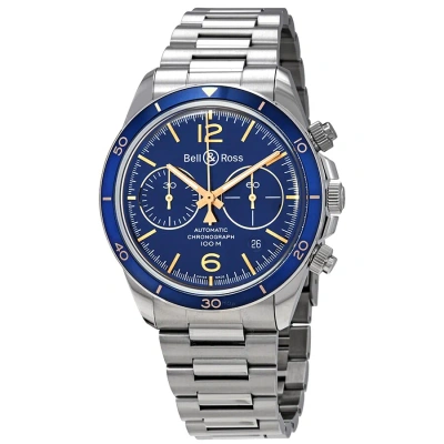 Bell And Ross Vintage V2-94 Chronograph Automatic Men's Watch Brv294-bu-g-st/sst In Blue / Gold Tone