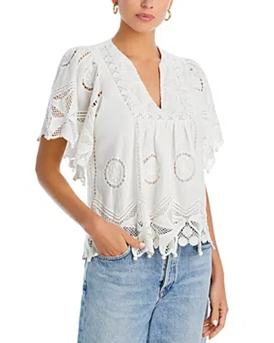 Bell Angel Lace Trim Top In White
