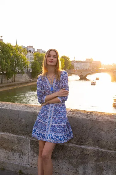 Bell Ann Mini Dress In Red/white/blue Print In Purple