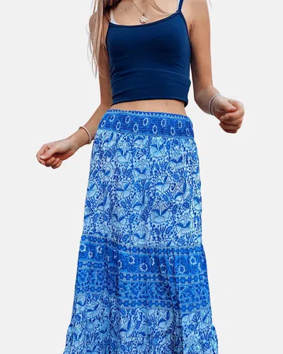 Bell Annae Maxi Skirt In Blue Combo In Red
