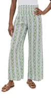 Bell Beach Pant Green And Turq Border Stripe In Green