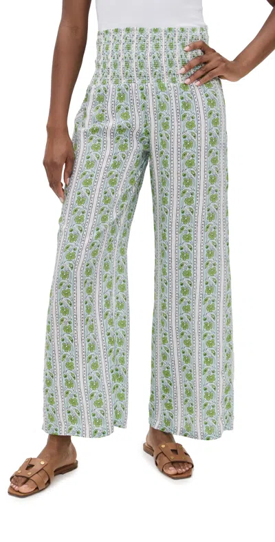 Bell Beach Pant Green And Turq Border Stripe