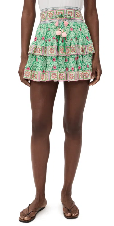 Bell Bek Mini Skirt Green With Pink Flower