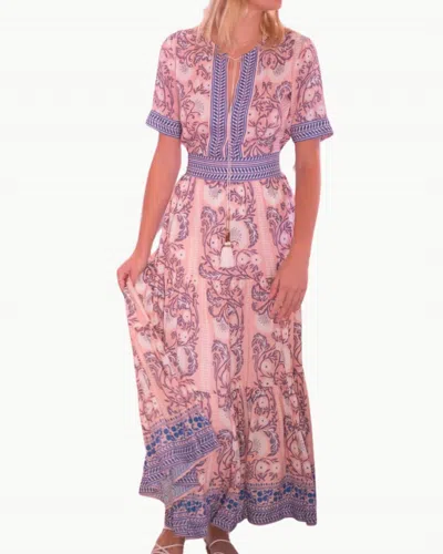 Bell Bianca Maxi Dress In Salmon Teal Print In Multi