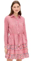 Bell Blake Shirt Dress Pink Navy Print In Pink Navy Print