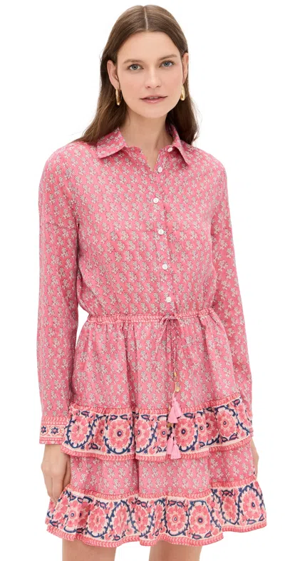 Bell Blake Shirt Dress Pink Navy Print