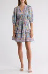 Bell By Alicia Bell Kate Mini Dress In Blue Yellow Print In Multi