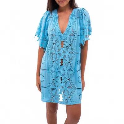 Bell By Alicia Bell Lace Coverup Dress In Turquoise In Blue