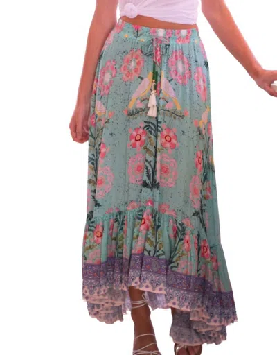 Bell By Alicia Bell Margo Maxi Skirt In Green Pink Bird Print In Multi