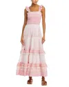 Bell By Alicia Bell Tiered Maxi Dress In Pink Hearts In Multi