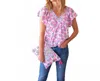 Bell By Alicia Bell Vivianne Top In Fuschia Navy Flower In Pink
