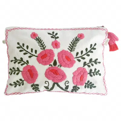 Bell By Alicia Bell Women's Flower Embroidered Pouch In White In Multi