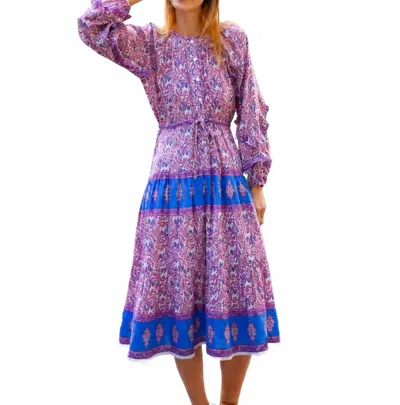 Bell Callie Midi Dress In Pink/blue Print In Multi