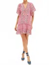 Bell Cat Mini Dress In Pink Navy Print