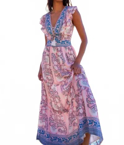 Bell Chloe Maxi Dress In Salmon Teal In Blue