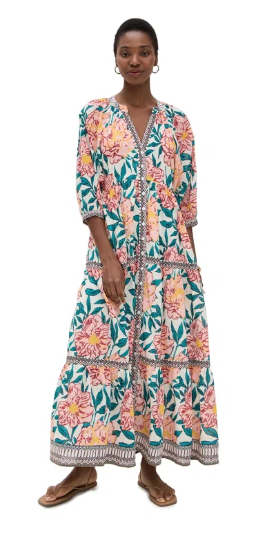 Bell Clara Maxi Dress Pink Yellow Floral