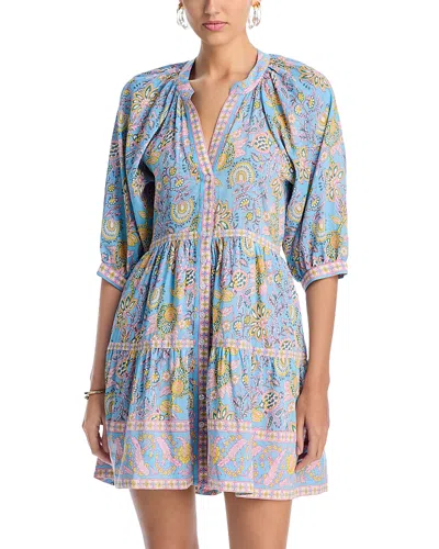 Bell Clara Mini Swing Dress In Blue/yellow Print