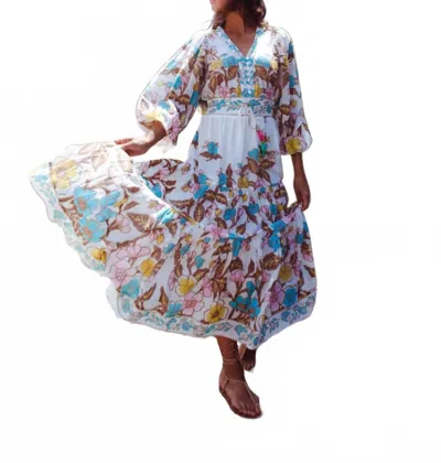 Bell Clover Maxi Dress In Turquoise/yellow In Multi