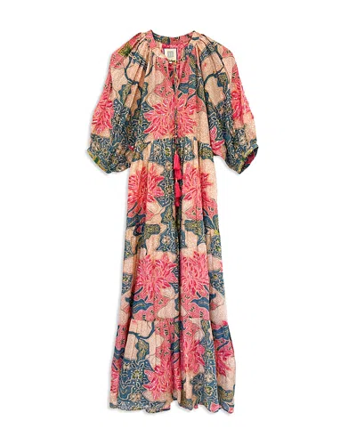 Bell Elizabeth Floral Print Maxi Dress In Beige Pink Floral