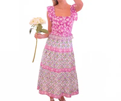 Bell Fleur Midi Dress In Mixed Prints In Multi