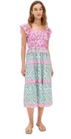 Bell Fleur Midi Dress Mixed Prints In Pink