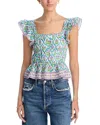 Bell Fleur Smocked Top In Turquoise/purple Diamond