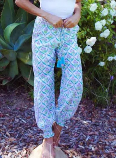 Bell Harem Floral Pant In Turquoise Purple Diamond In Multi