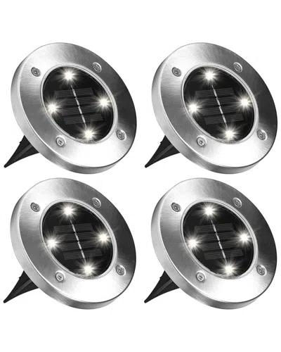 Bell + Howell 4 Led Round Outdoor Disk Lights - 4 Pack In Gray