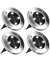 Bell + Howell 4 Led Round Outdoor Disk Lights - 4 Pack In Steel