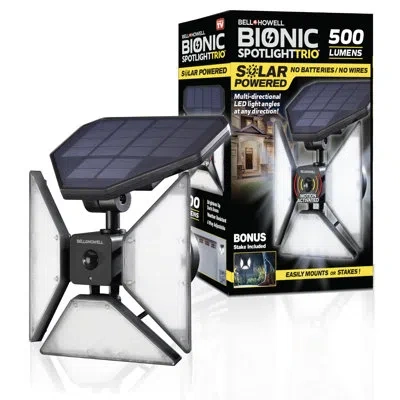 Bell + Howell Bell+howell Bionic Spotlight Trio With Motion Sensor, Super Bright Landscape Spotlight For Outdoors In Black