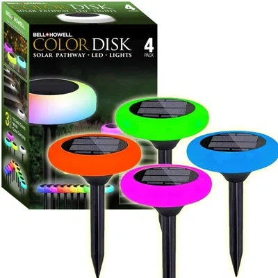 Bell + Howell Bell+howell Color Changing Outdoor Solar Powered Garden Disk Lights, Wireless Auto On/off Lights In White,black
