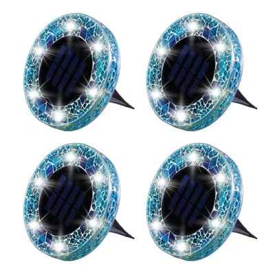 Bell + Howell Bell+howell Disk Lights Solar Ground Lights Mosaic Wireless Auto On/off Solar Pathway Garden Outdoor In Blue