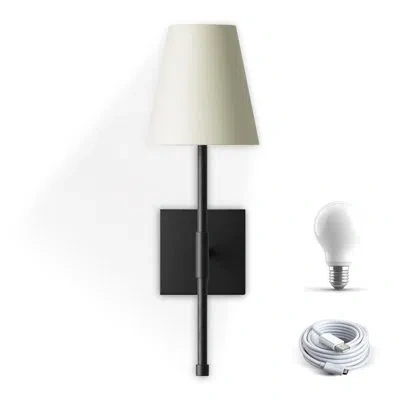 Bell + Howell Rechargeable Wall Light Sconce With Fabric Shade And Dimmable Features In Black