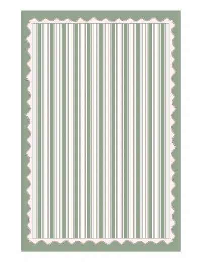 Bell Hutley Green & Pink, Scallops & Stripes Table Linen