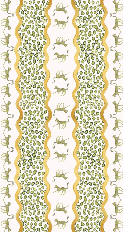 Bell Hutley Green Leopard Print Table Linen