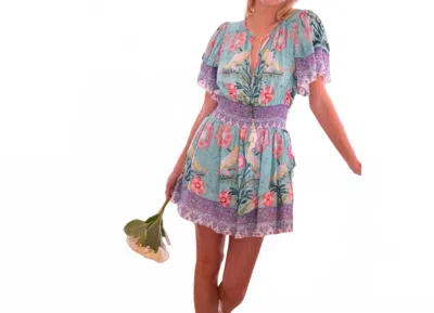 Bell Julie Mini Dress In Green Turq Border Stripe In Multi